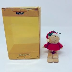 1982 American‎ Greetings Corp. ZIGGY Wooden Felt Skiing Christmas